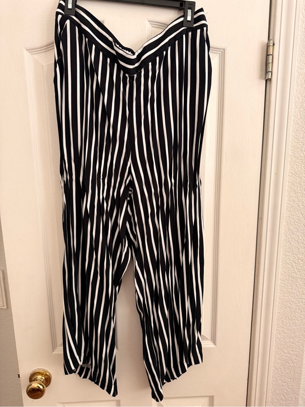 LOFT Black and White Striped  Pants